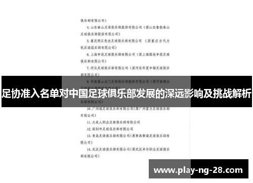足协准入名单对中国足球俱乐部发展的深远影响及挑战解析